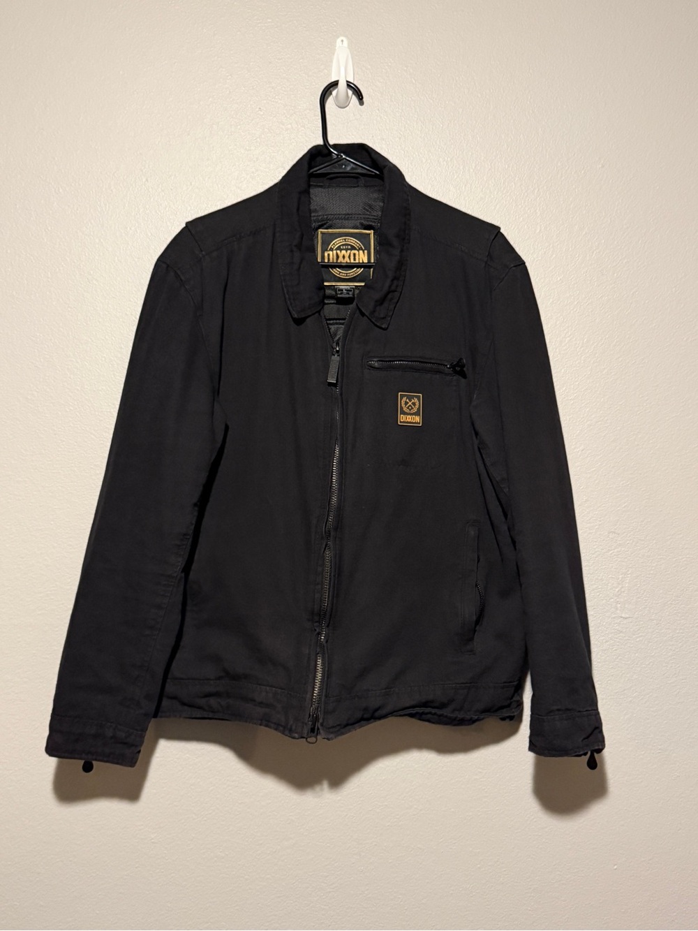 Dixxon Men's Black Jacket L Full Zip Lined Vented Pocket Biker’s
